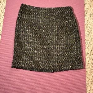 J. Crew pencil, mini, wool, lined, overall green skirt. 6P.